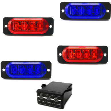 10 Conjunto de 4 Estrobo Led azul vermelho bivolt SMD alta visualiza��o efeitos